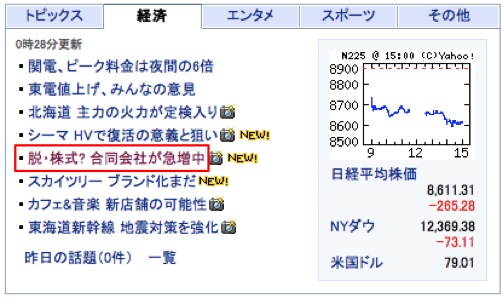 Yahoo!ニューストピックのスクリーンショット